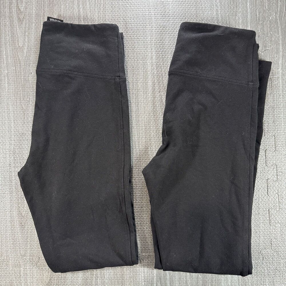 Max & Mia 2-Pairs Women's High Waist French Terry Legging Black Small